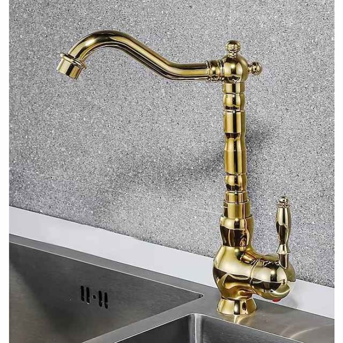 Kitchen Faucet Sink Mixer Taps, Single Hanld 360 Degree Swivel Vessel Tap with Cold and Hot Hose