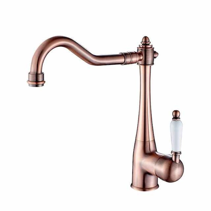 Kitchen faucet - Single Handle One Hole Electroplated Standard Spout Centerset Retro Vintage / Minimalist Kitchen Taps