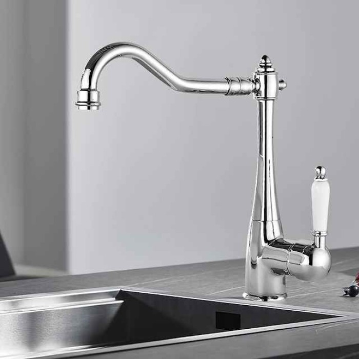 Kitchen faucet - Single Handle One Hole Electroplated Standard Spout Centerset Retro Vintage / Minimalist Kitchen Taps