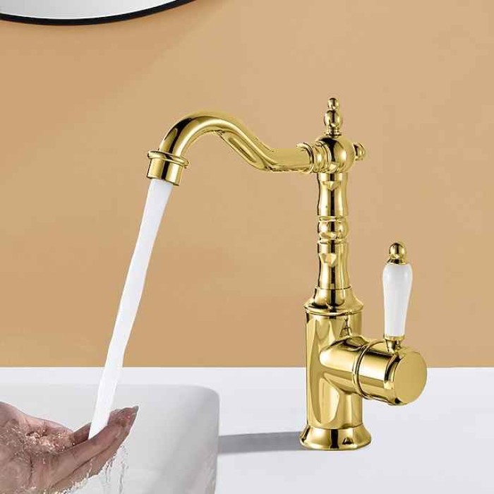 Kitchen faucet - Single Handle One Hole Electroplated Standard Spout Centerset Retro Vintage / Minimalist Kitchen Taps