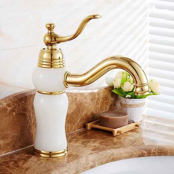 Bathroom Sink Faucet - Classic Electroplated Centerset Single Handle One HoleBath Taps