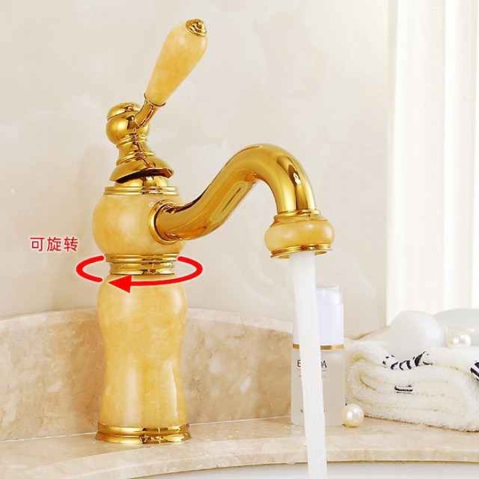 Bathroom Sink Faucet Mixer Basin Tap, Brass Single Handle with Hot and Cold Hose, Classic Electroplated Centerset Single Handle One HoleBath Taps