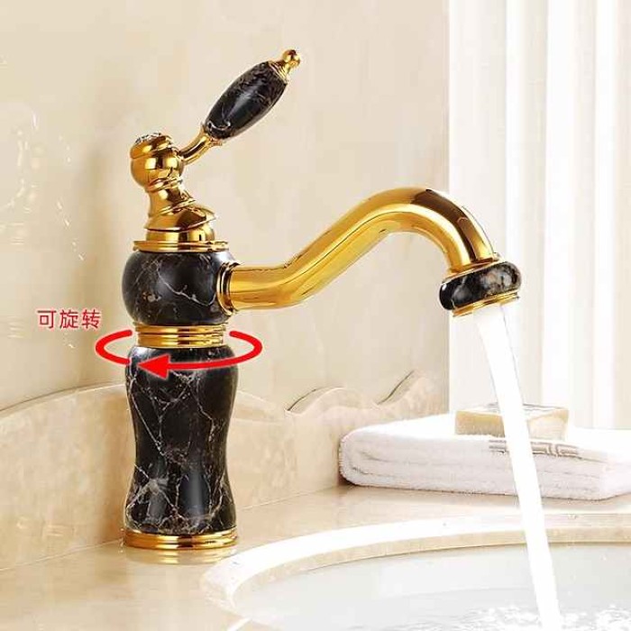 Bathroom Sink Faucet Mixer Basin Tap, Brass Single Handle with Hot and Cold Hose, Classic Electroplated Centerset Single Handle One HoleBath Taps