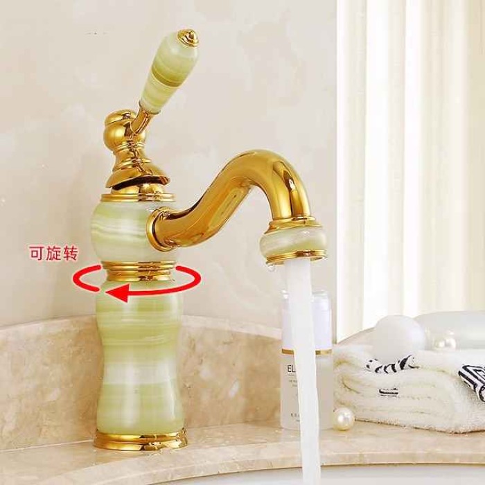 Bathroom Sink Faucet Mixer Basin Tap, Brass Single Handle with Hot and Cold Hose, Classic Electroplated Centerset Single Handle One HoleBath Taps