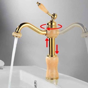 Bathroom Sink Faucet Mixer Basin Tap, Brass Single Handle with Hot and Cold Hose- Rotatable / Classic Electroplated Centerset Single Handle One HoleBath Taps