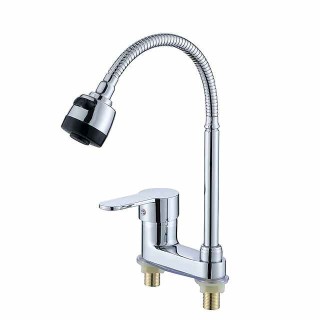 Bathroom Sink Faucet  Mixer Basin Tap，Brass Single Handle with Hot and Cold Hose，Classic Chrome Centerset Single Handle Two HolesBath Taps