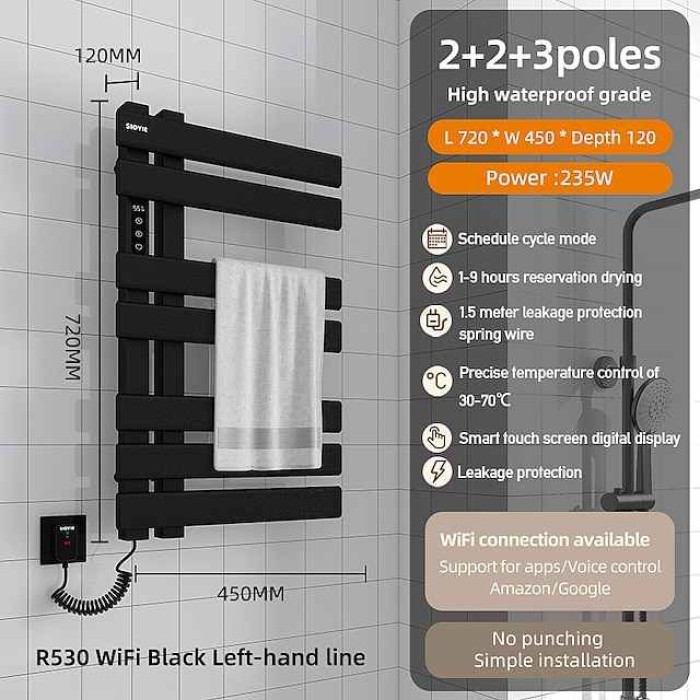 Electric Towel Warmers Radiator, Wall-Mounted & Freestanding Heated Towel Drying Rack, 304 Stainless Steel Heated Towel Rail for Bathroom