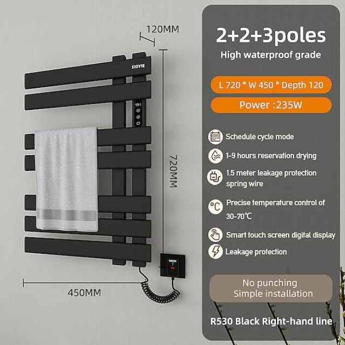 Electric Towel Warmers Radiator, Wall-Mounted & Freestanding Heated Towel Drying Rack, 304 Stainless Steel Heated Towel Rail for Bathroom