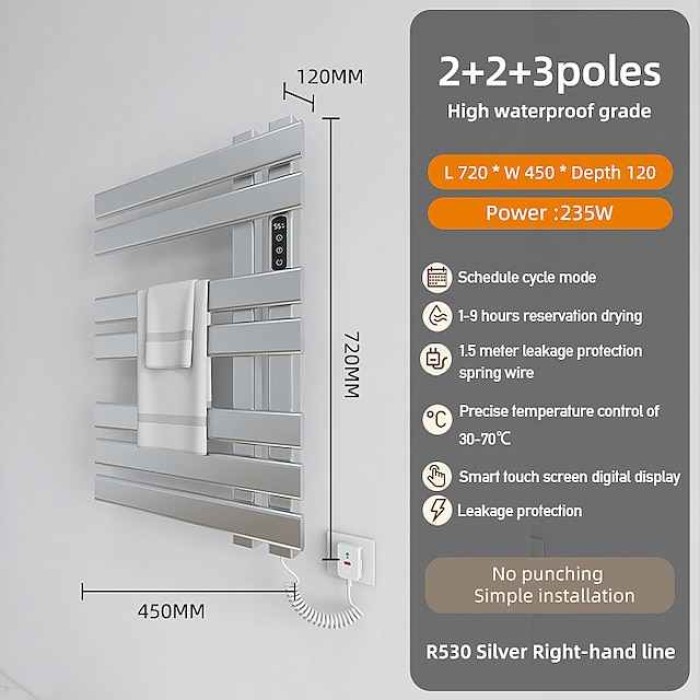 Electric Towel Warmers Radiator, Wall-Mounted & Freestanding Heated Towel Drying Rack, 304 Stainless Steel Heated Towel Rail for Bathroom