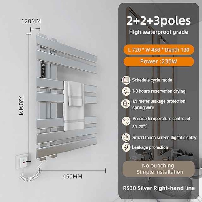 Electric Towel Warmers Radiator, Wall-Mounted & Freestanding Heated Towel Drying Rack, 304 Stainless Steel Heated Towel Rail for Bathroom