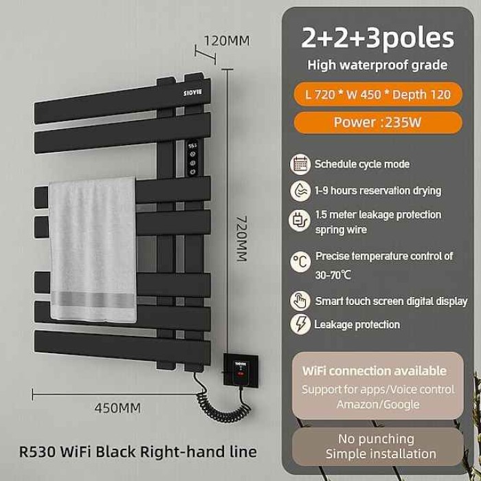 Electric Towel Warmers Radiator, Wall-Mounted & Freestanding Heated Towel Drying Rack, 304 Stainless Steel Heated Towel Rail for Bathroom