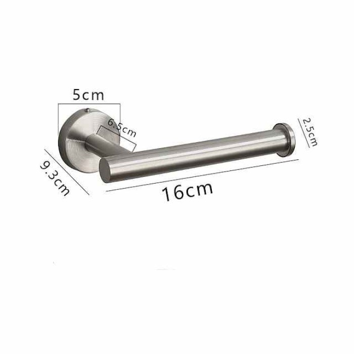 Stainless Steel Clothes And Hats Hook Bathroom Creative Roll Paper Towel Rack Single Pole Towel Rack Set Hook Five Piece Set