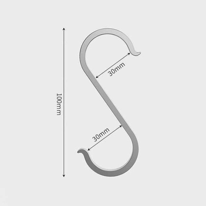 Space Aluminum Punch Free Hook S-Shaped Hook Kitchen Door Rear Hook Storage Hook Household Single Hook Sausage Cured Meat Drying