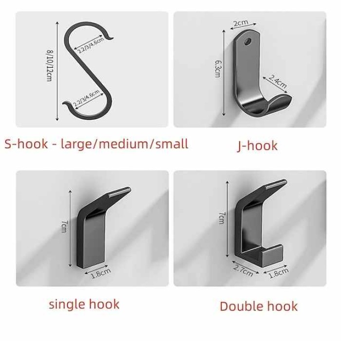 Space Aluminum Punching Free Hook Storage Hook Household Single Hook