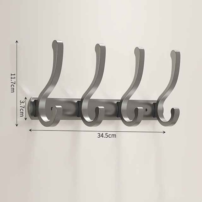 Black Space Aluminum Clothes Hook Towel Hook Bathroom Kitchen Row Hook Clothes Hook Hat Hook No Punching