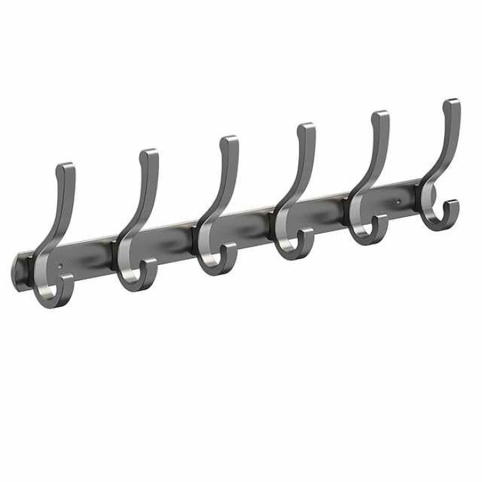 Black Space Aluminum Clothes Hook Towel Hook Bathroom Kitchen Row Hook Clothes Hook Hat Hook No Punching