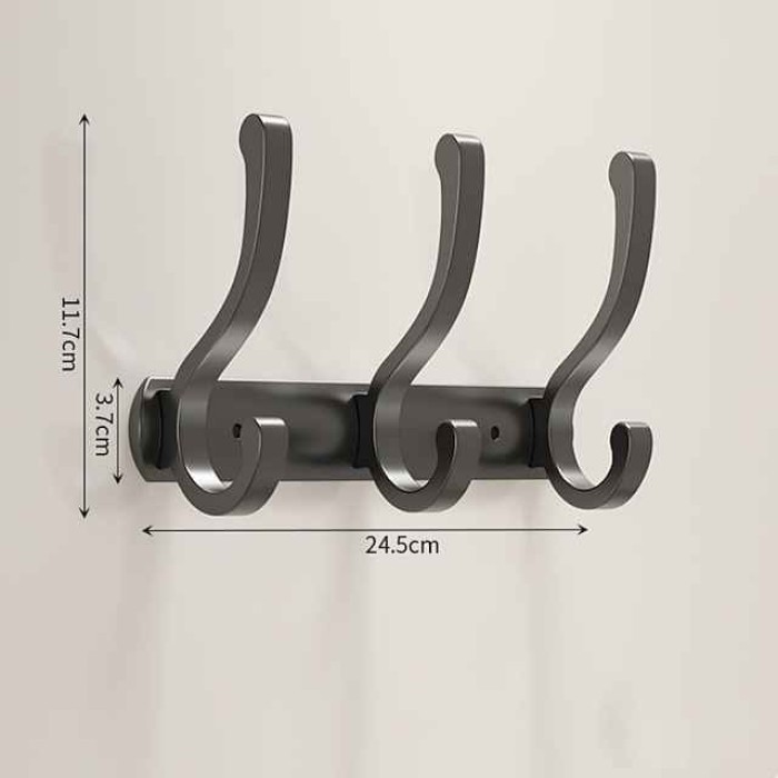 Black Space Aluminum Clothes Hook Towel Hook Bathroom Kitchen Row Hook Clothes Hook Hat Hook No Punching