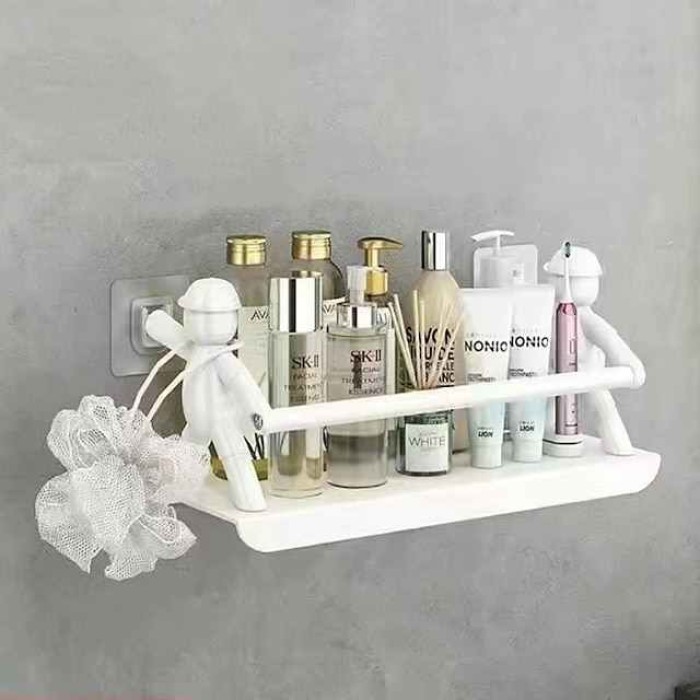 Non Punching Kitchen Small Person Wall Mounted Stainless Steel Storage Rack For Household Dormitory Cosmetics Desktop Kitchen Storage Rack