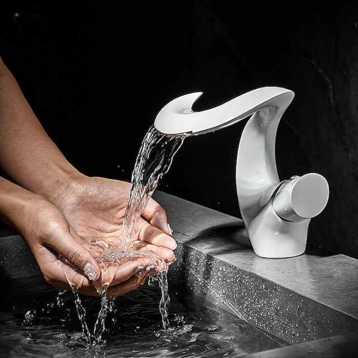 Bathroom Sink Faucet - Waterfall Painted Finishes Mount Outside Single Handle One HoleBath Taps