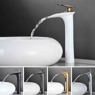 Bathroom Sink Faucet - Waterfall Electroplated / Painted Finishes Centerset Single Handle One HoleBath Taps