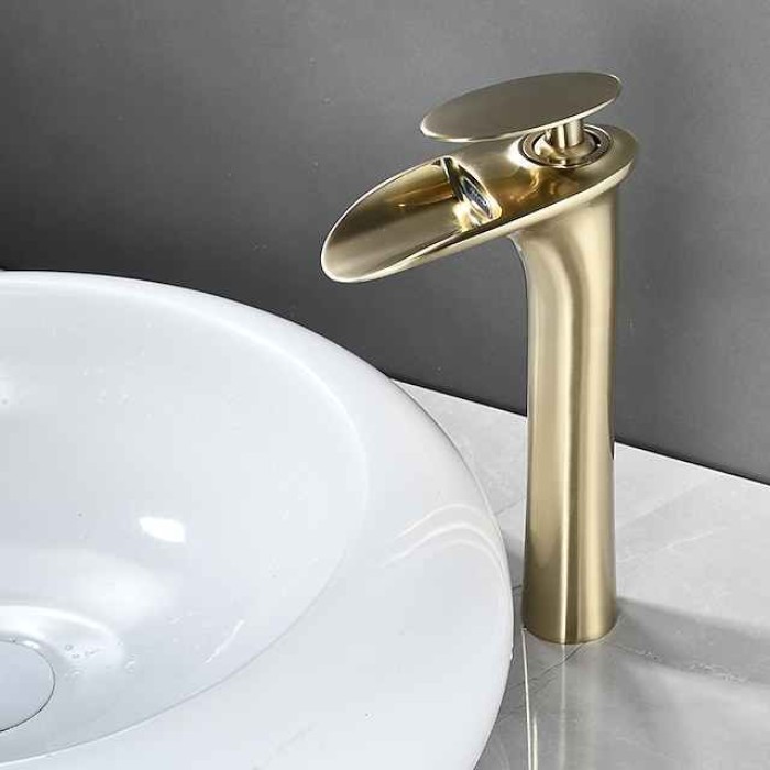 Bathroom Sink Faucet - Waterfall Electroplated / Painted Finishes Centerset Single Handle One HoleBath Taps