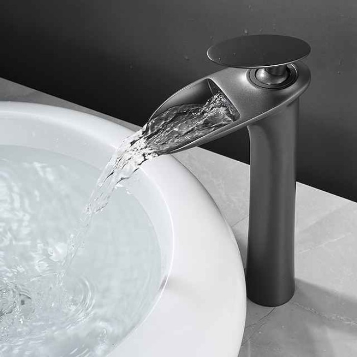 Bathroom Sink Faucet - Waterfall Electroplated / Painted Finishes Centerset Single Handle One HoleBath Taps