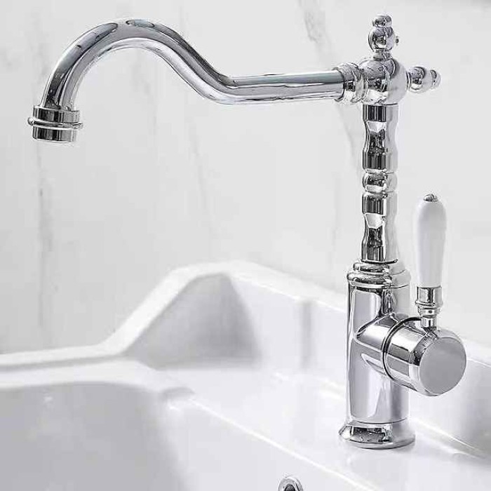 Bathroom Sink Faucet - Classic Electroplated Centerset Single Handle One HoleBath Taps