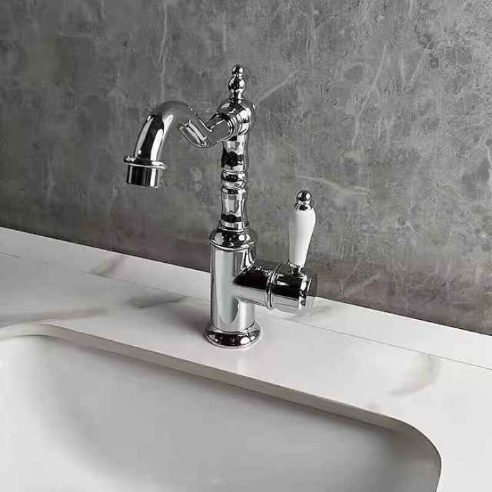 Bathroom Sink Faucet - Classic Electroplated Centerset Single Handle One HoleBath Taps