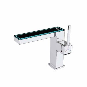 Bathroom Sink Faucet - LED / Classic Chrome / Brushed / Electroplated Centerset Single Handle One HoleBath Taps