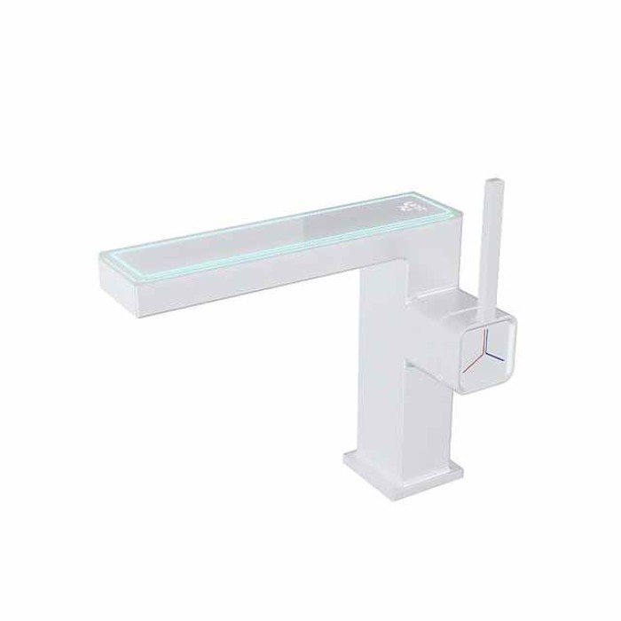 Bathroom Sink Faucet - LED / Classic Chrome / Brushed / Electroplated Centerset Single Handle One HoleBath Taps