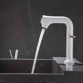 Bathroom Sink Faucet - Rotatable / LED / Classic Chrome / Brushed / Electroplated Centerset Single Handle One HoleBath Taps