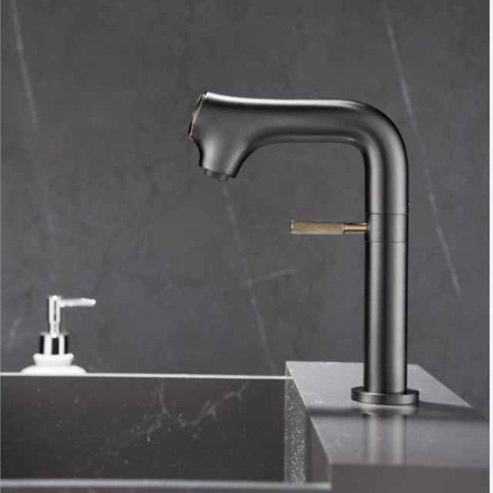 Bathroom Sink Faucet - Rotatable / LED / Classic Chrome / Brushed / Electroplated Centerset Single Handle One HoleBath Taps