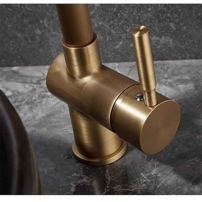 Bathroom Sink Faucet - Classic Antique Brass Centerset Single Handle One HoleBath Taps