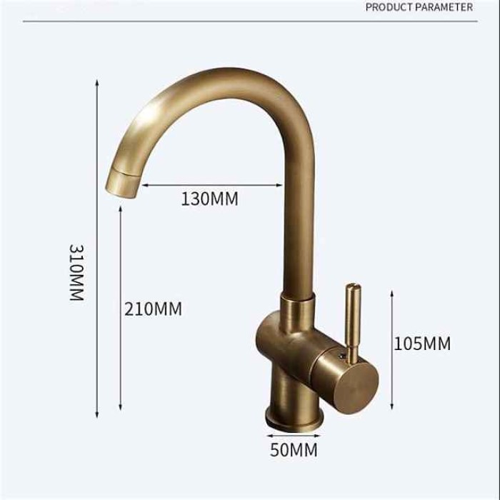 Bathroom Sink Faucet - Classic Antique Brass Centerset Single Handle One HoleBath Taps