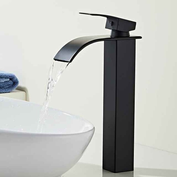 Bathroom Sink Faucet - Waterfall Stainless Steel / Painted Finishes Centerset Single Handle One HoleBath Taps