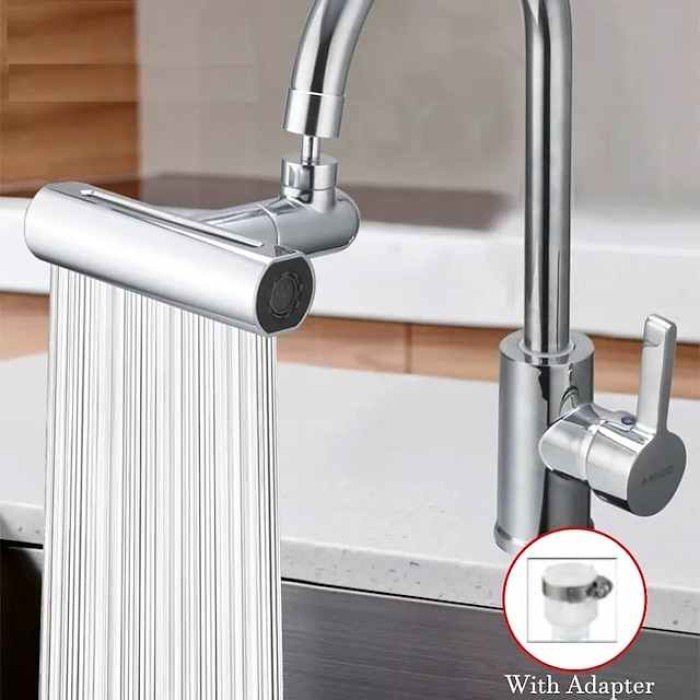 Faucet accessory - Waterfall Kitchen Tap Universal Bathroom Kitchen Faucet Multi Function 4 in 1 360 Swiveling Sprayer Head Filter