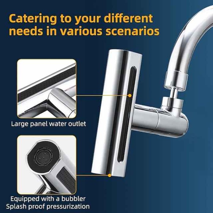 Faucet accessory - Waterfall Kitchen Tap Universal Bathroom Kitchen Faucet Multi Function 4 in 1 360 Swiveling Sprayer Head Filter