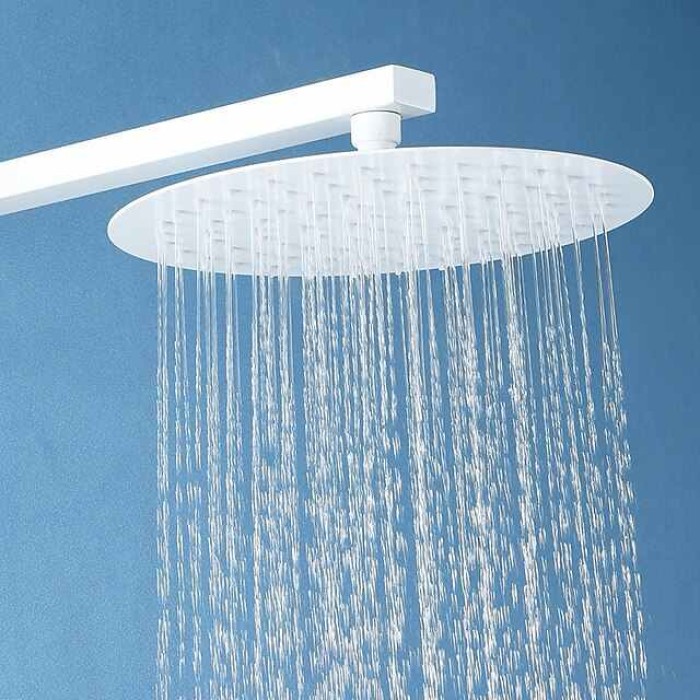 Round Water-Saving Shower Head in Painted Finish, Contemporary Luxury Rain Shower