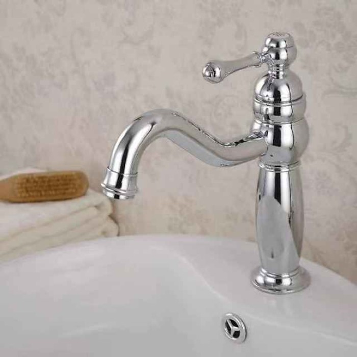 Classic Bathroom Sink Faucet in Electroplated Finishes, Widespread Single Handle Two Holes Bath Taps