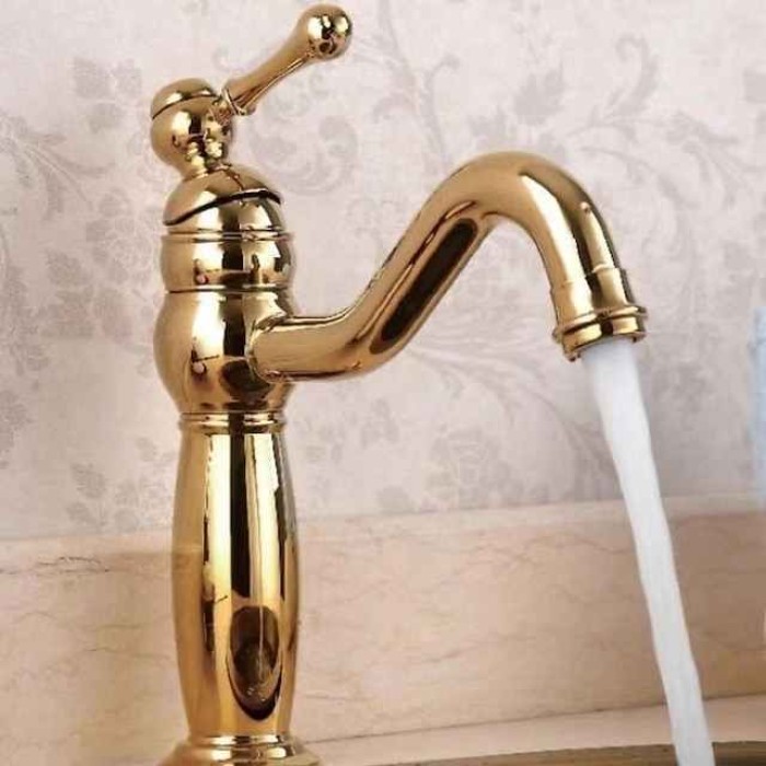 Classic Bathroom Sink Faucet in Electroplated Finishes, Widespread Single Handle Two Holes Bath Taps