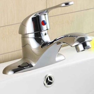 Classic Bathroom Sink Faucet, Standard Mount Outsides Single Handle Two Holes Bath Taps in Electroplated Finish