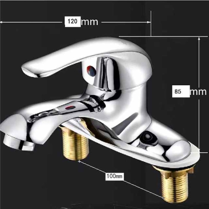 Classic Bathroom Sink Faucet, Standard Mount Outsides Single Handle Two Holes Bath Taps in Electroplated Finish