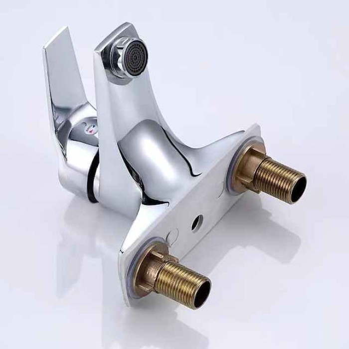 Bathroom Sink Faucet - Classic Electroplated Mount Outside Single Handle Two HolesBath Taps