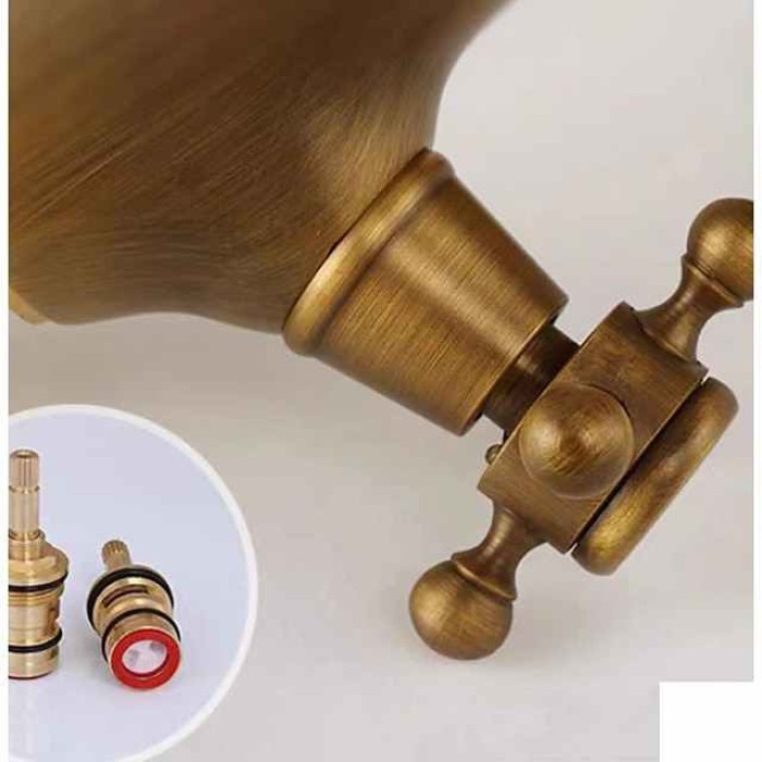 Bathroom Sink Faucet - Loong Style Dragon Shape Classic Mount Outside Single Handle One Hole Bath Taps in Antique Brass