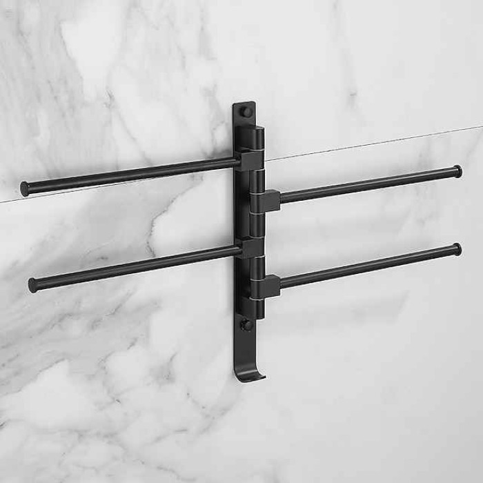 Towel Bar Robe Hook Bathroom Shelf Foldable Multilayer New Design Contemporary Modern Aluminum Metal 1PC - Bathroom 4-towel bar Wall Mounted