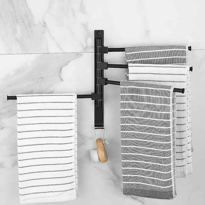 Towel Bar Robe Hook Bathroom Shelf Foldable Multilayer New Design Contemporary Modern Aluminum Metal 1PC - Bathroom 4-towel bar Wall Mounted