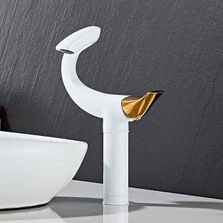 Classic Bathroom Sink Faucet, Center-set Single Handle One Hole Tall Vessel Bath Taps in Electroplated Finishes