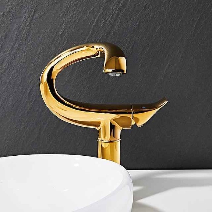 Classic Bathroom Sink Faucet, Center-set Single Handle One Hole Tall Vessel Bath Taps in Electroplated Finishes