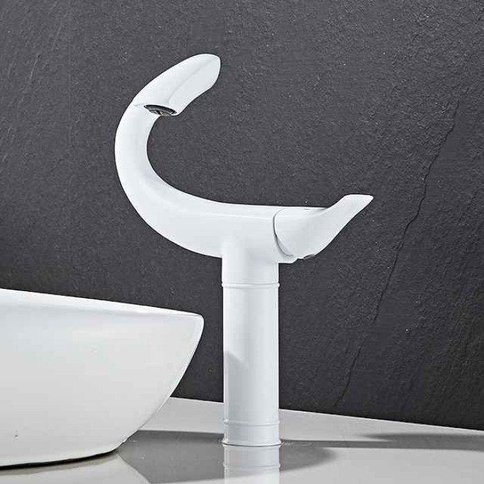 Classic Bathroom Sink Faucet, Center-set Single Handle One Hole Tall Vessel Bath Taps in Electroplated Finishes