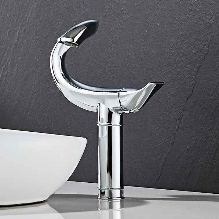 Classic Bathroom Sink Faucet, Center-set Single Handle One Hole Tall Vessel Bath Taps in Electroplated Finishes